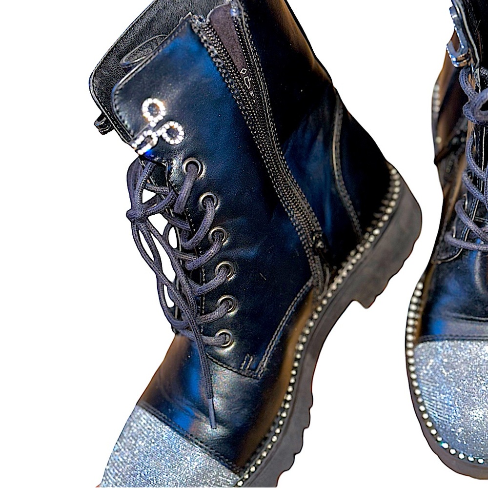 NWOT Women’s EU 39 chunky heel glitter boots - Picture 6 of 7